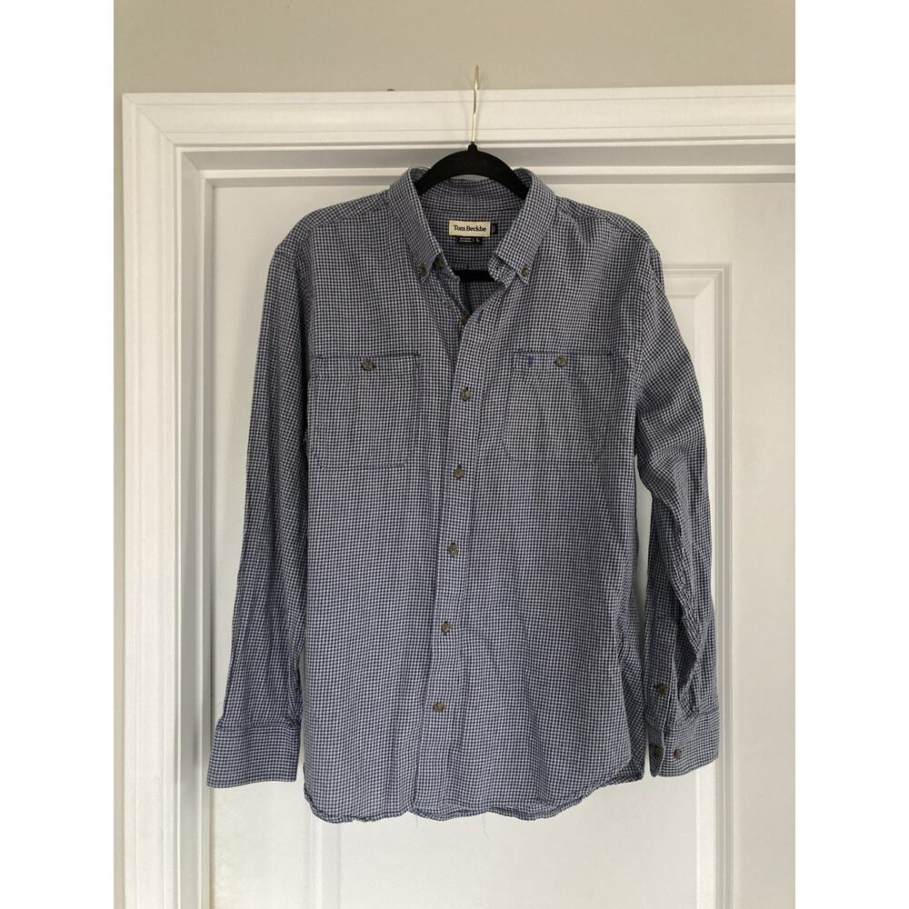 Tom Beckbe Men’s Blue Check Casual Button-Down Shirt